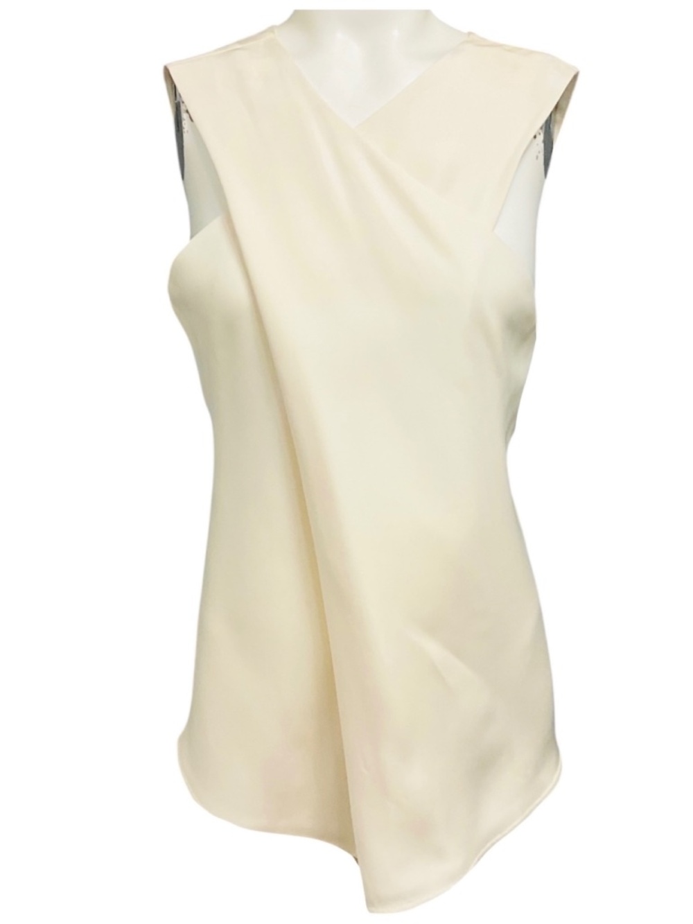 CELINE IVORY SLEEVELESS MULBERRY SILK TOP
